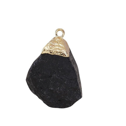 Rough Crystal Stone Pendants for Necklace GEMROCKY-Jewelry-Black Tourmaline Gold Color-