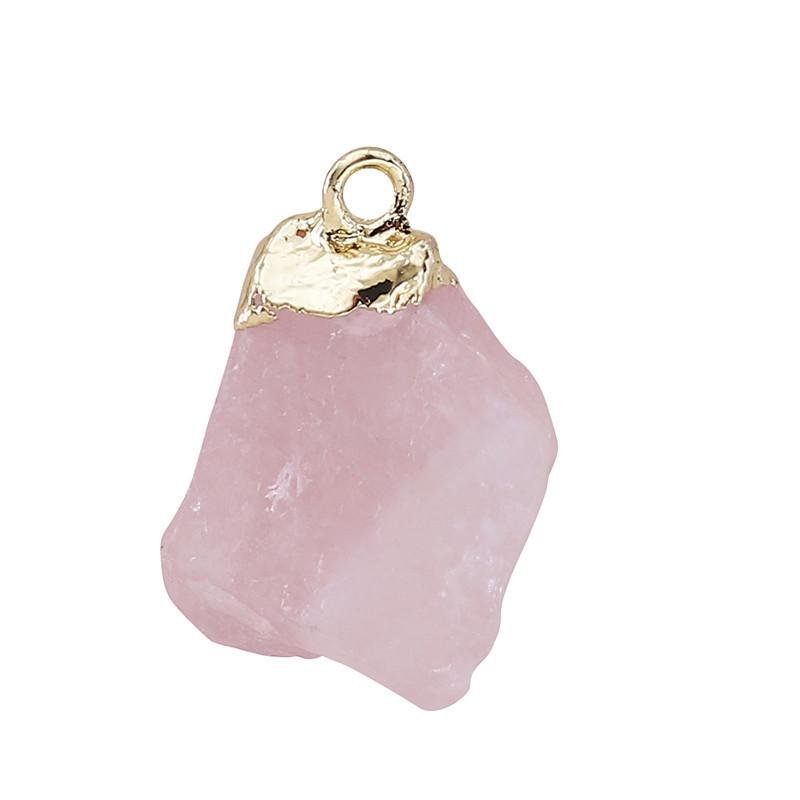 Rough Crystal Stone Pendants for Necklace GEMROCKY-Jewelry-Rose Quartz Gold Color-