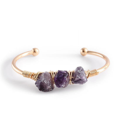 Rough Crystal Tripe Pieces Cooper Bracelets GEMROCKY-Jewelry-Amethyst-