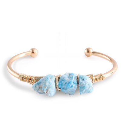 Rough Crystal Tripe Pieces Cooper Bracelets GEMROCKY-Jewelry-Blue Apatite-