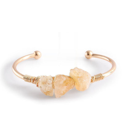 Rough Crystal Tripe Pieces Cooper Bracelets GEMROCKY-Jewelry-Citrine-