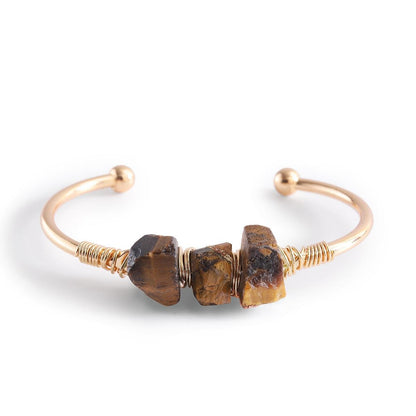 Rough Crystal Tripe Pieces Cooper Bracelets GEMROCKY-Jewelry-Tiger Eye-