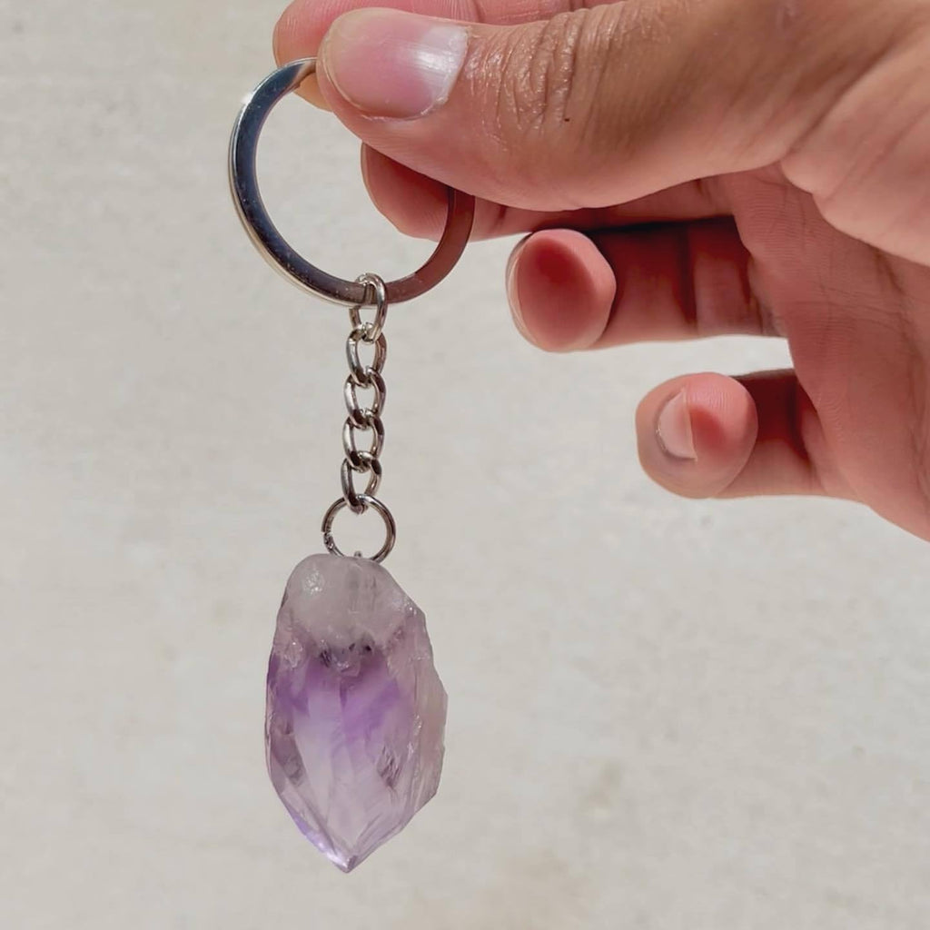 Rough Crystal Wand Pendant Keychains GEMROCKY-Jewelry-Amethyst-