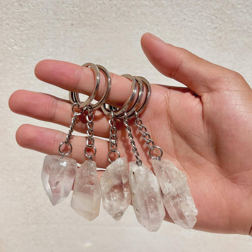 Rough Crystal Wand Pendant Keychains GEMROCKY-Jewelry-Clear Quartz-