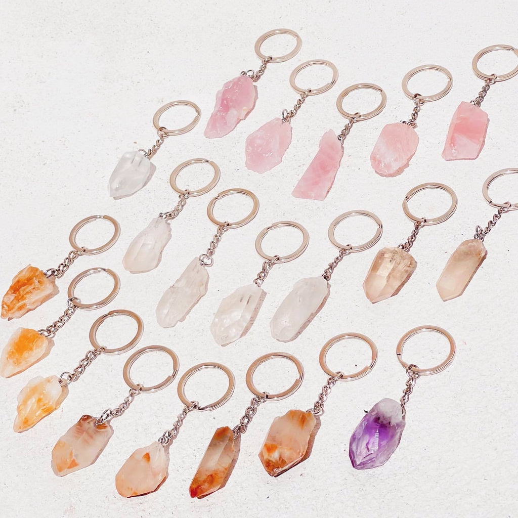 Rough Crystal Wand Pendant Keychains GEMROCKY-Jewelry-