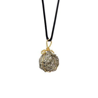 Rough Pyrite Wire Pendant Necklaces GEMROCKY-Jewelry-