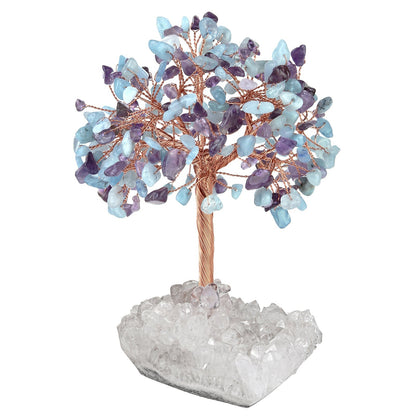 Rough White Cluster Chips Gem Trees GEMROCKY-Decoration-Amethyst+Aquamarine-