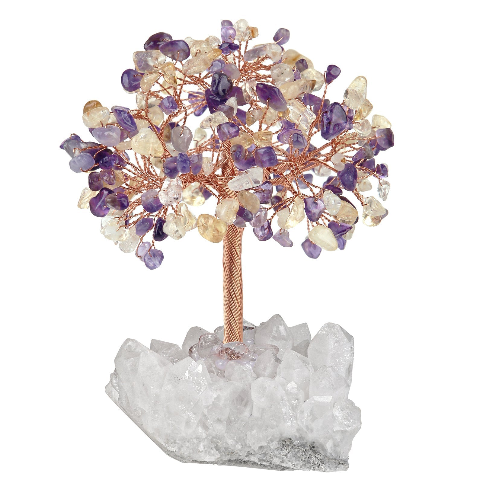 Rough White Cluster Chips Gem Trees GEMROCKY-Decoration-Amethyst+Citrine-