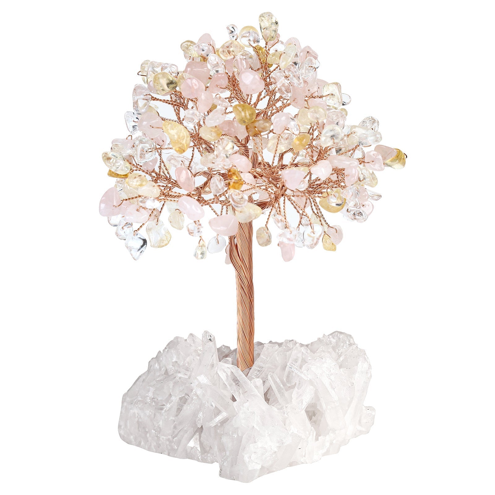 Rough White Cluster Chips Gem Trees GEMROCKY-Decoration-Rose Quartz+Clear Quartz+Citrine-