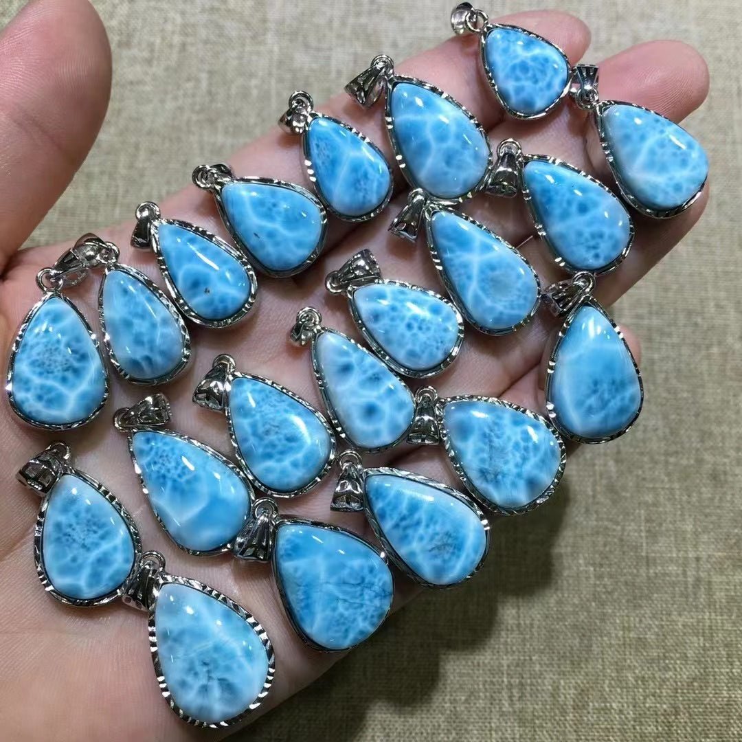 S925 Silver Larimar Pendants GEMROCKY-Jewelry-