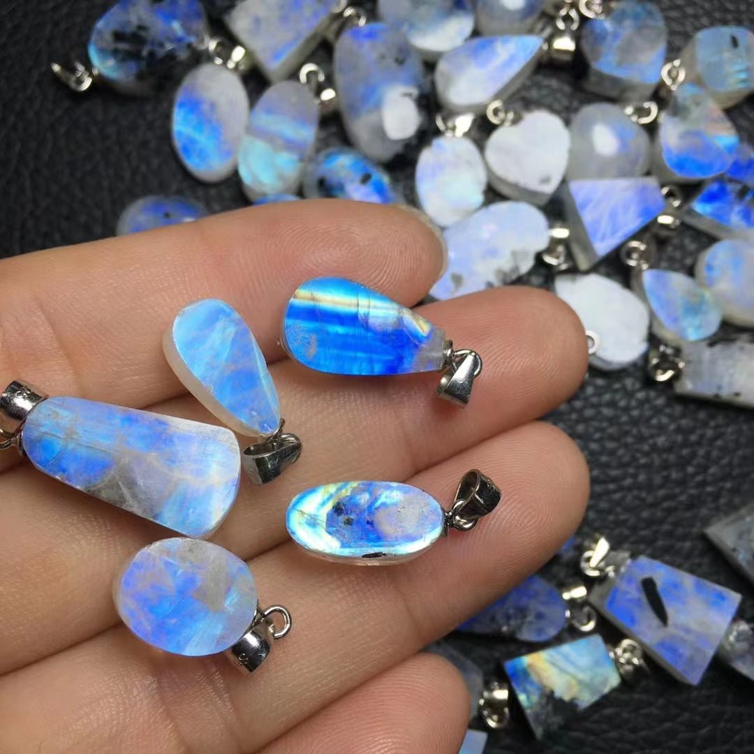 S925 Sliver Blue Moon Stone Pendants GEMROCKY-Jewelry-