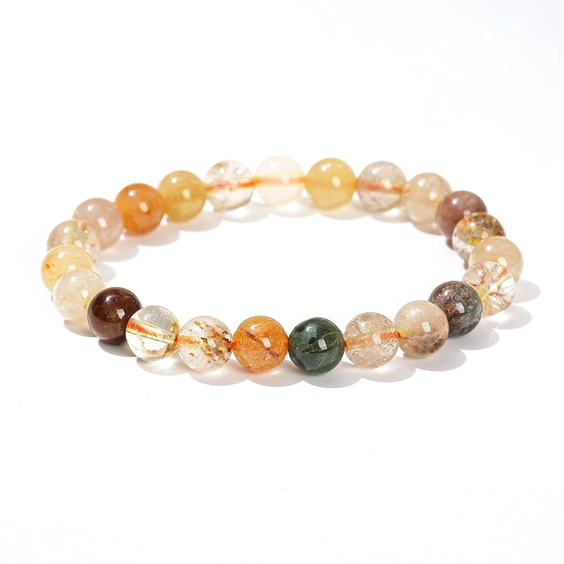 8mm Colorful Rutilated Quartz Mixed Bead Bracelets GEMROCKY-