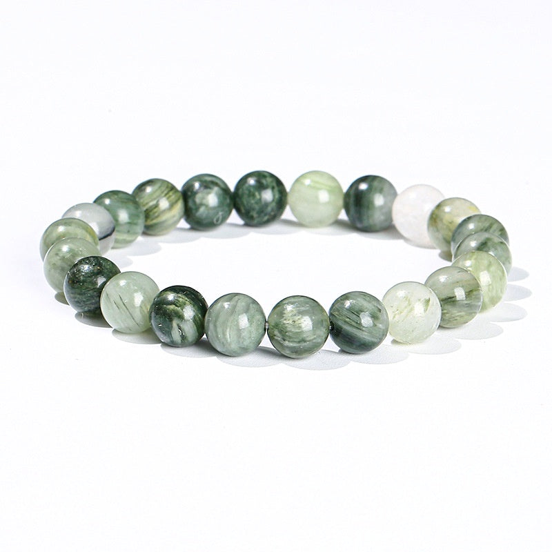 8mm Green Wood Pattern Stone Bead Bracelets GEMROCKY-