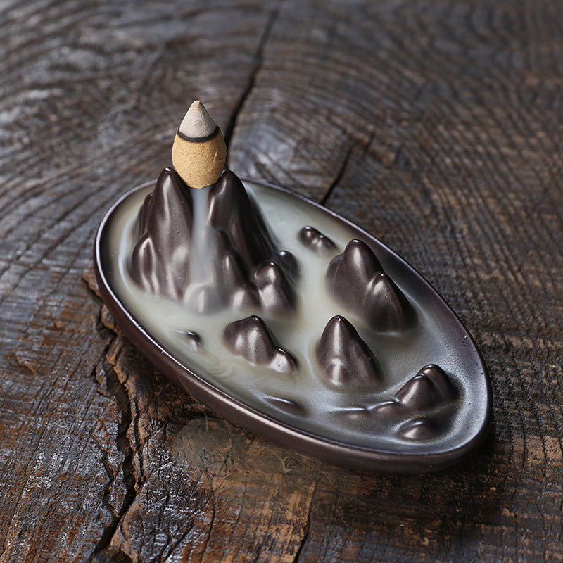 Sea of Clouds Mountain Backflow Incense Burner Tray Home Decor Ornaments GEMROCKY-Psychic-