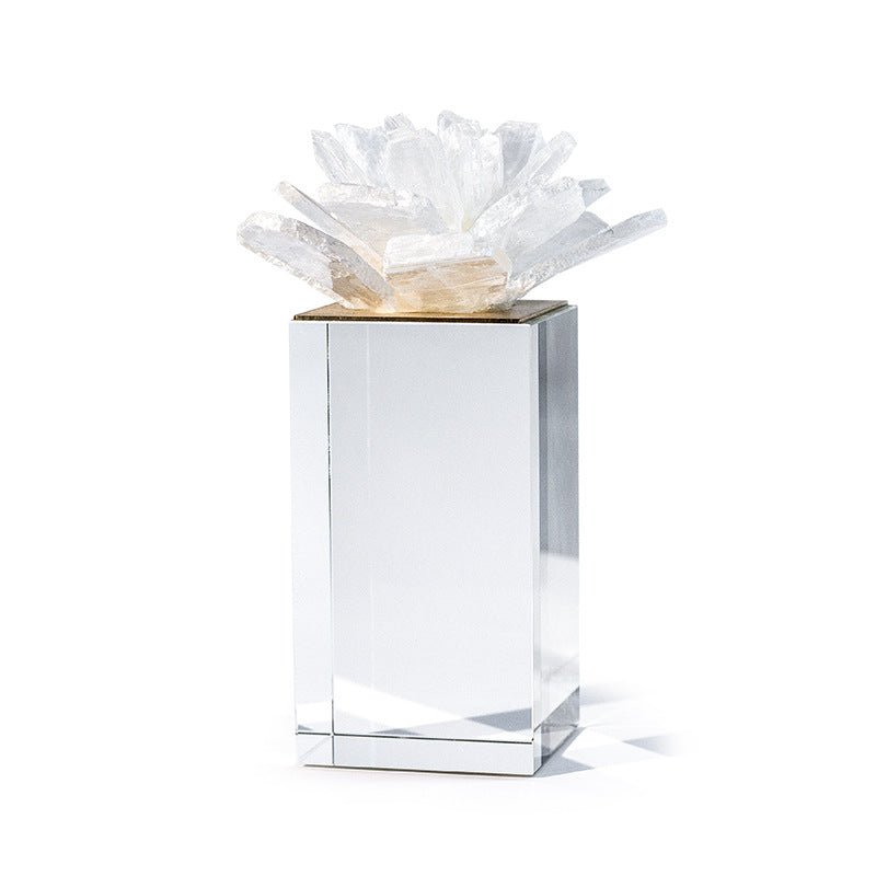 Selenite Clear Flower Glass Cube Home Ornaments GEMROCKY-Decoration-14*14*21CM-