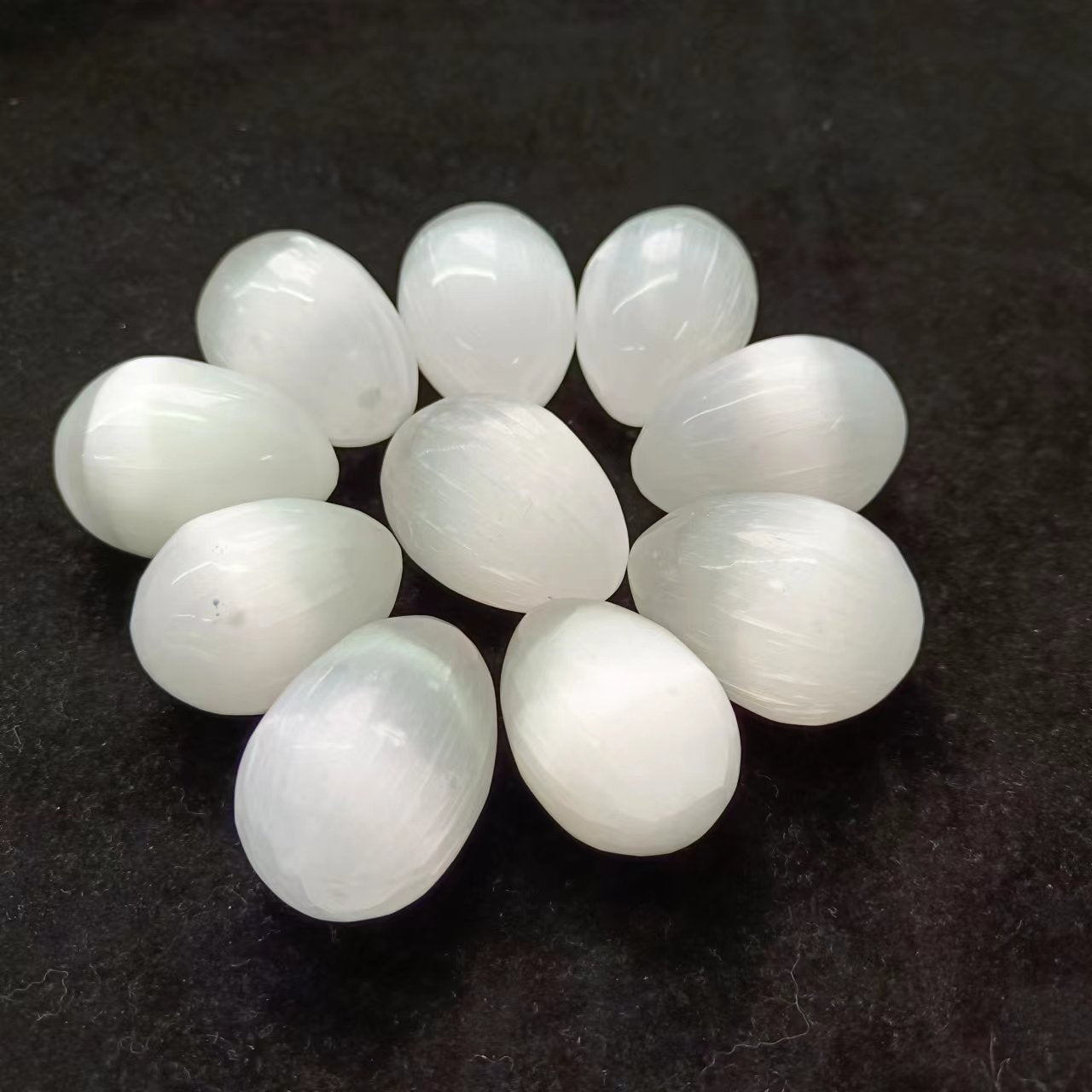 Selenite Egg Shape Palm Stones GEMROCKY-Carvings-