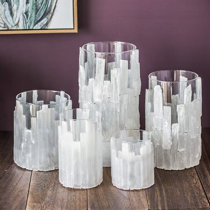 Selenite Glass Candle Holder Ornaments GEMROCKY-Decoration-