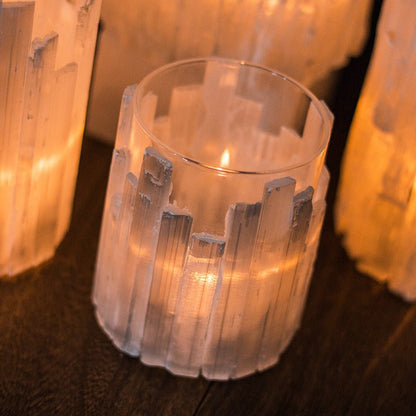 Selenite Glass Candle Holder Ornaments GEMROCKY-Decoration-