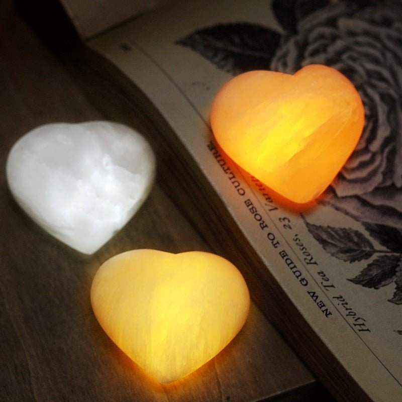 Selenite Heart LED Smart Sensor Light Ornaments GEMROCKY-Decoration-