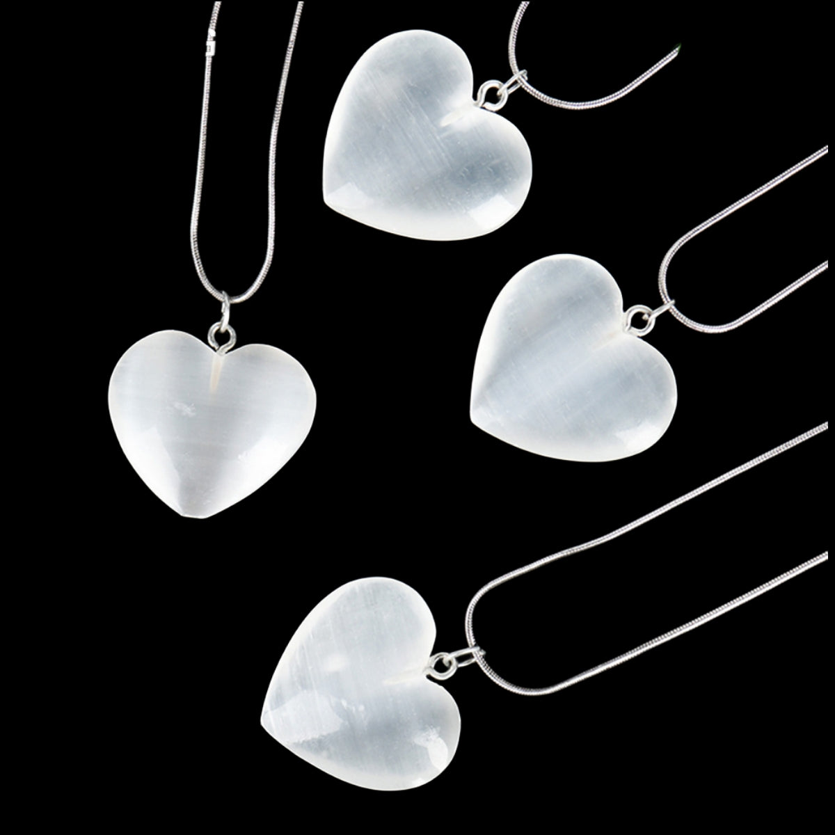 Selenite Heart Pendant Necklaces GEMROCKY-Jewelry-