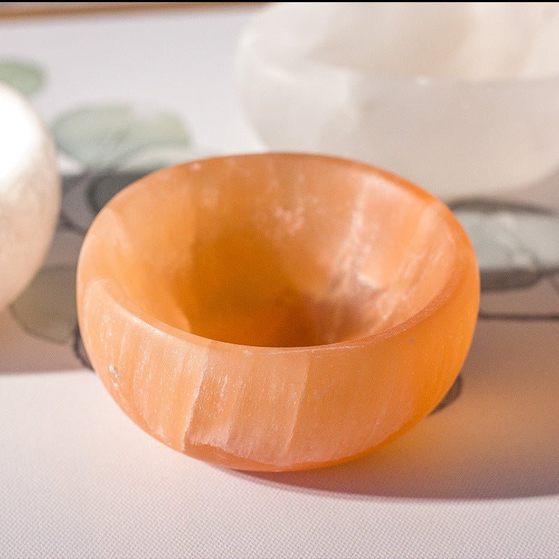 Selenite Orange White Bowl for Healing Ornaments GEMROCKY-Decoration-