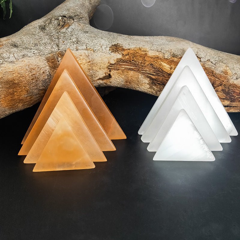 Selenite Orange White Moon Triangle Ornaments GEMROCKY-Decoration-