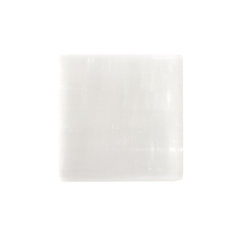 Selenite Round Square Orange White Plate for Healing Ornaments GEMROCKY-Decoration-White Square12.5*1.5cm-