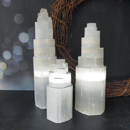 Selenite Tower for Energy Healing Ornaments GEMROCKY-Decoration-