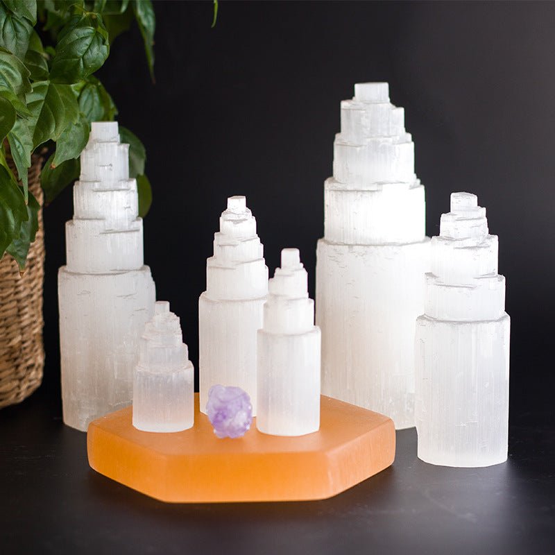 Selenite Tower for Energy Healing Ornaments GEMROCKY-Decoration-