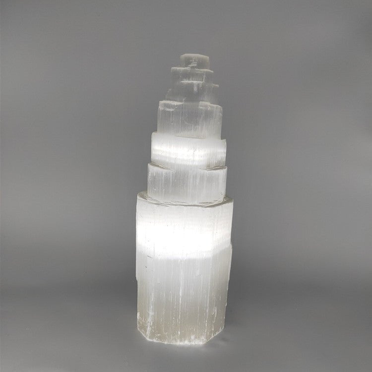 Selenite Tower for Energy Healing Ornaments GEMROCKY-Decoration-8*25cm-