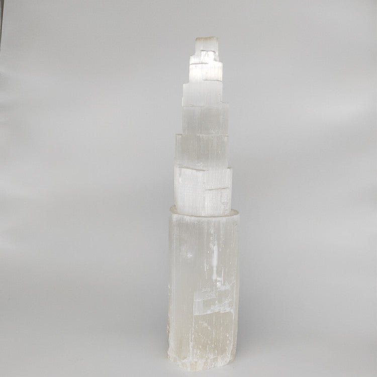 Selenite Tower for Energy Healing Ornaments GEMROCKY-Decoration-8*40cm-