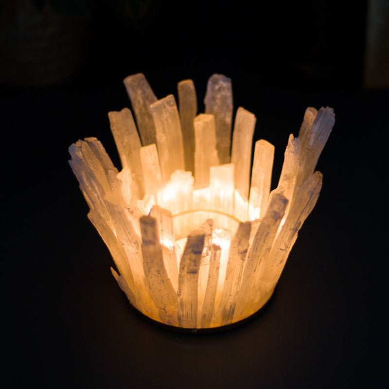 Selenite Wand Gravel Candle Holder Bedside Ornaments GEMROCKY-Decoration-