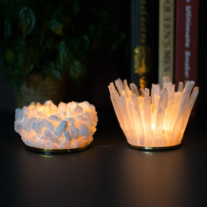 Selenite Wand Gravel Candle Holder Bedside Ornaments GEMROCKY-Decoration-