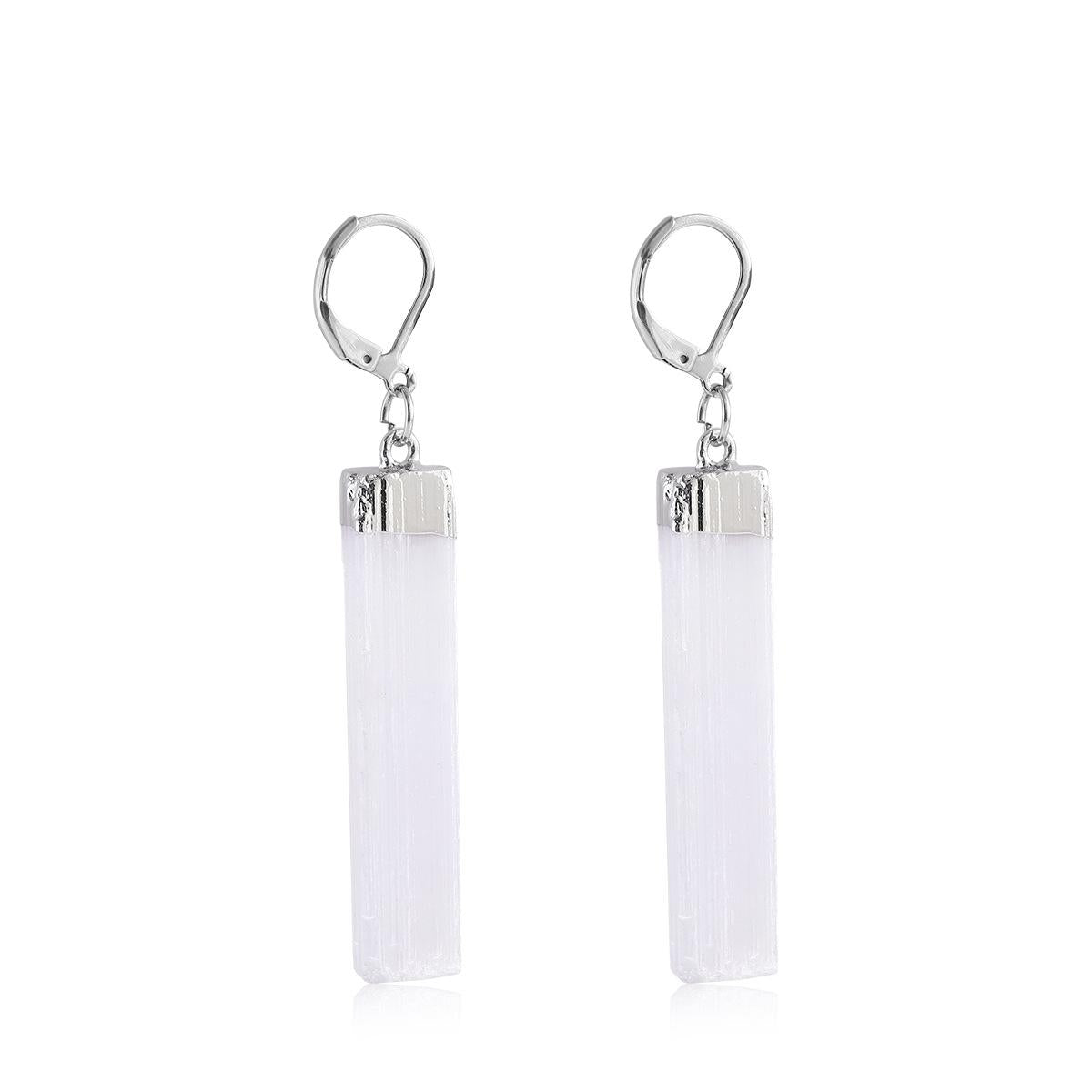 Selenite Wand Pendulum Pendants GEMROCKY-Jewelry-Silver Color-