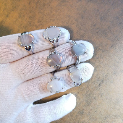 Semi-Precious Crystal Rings GEMROCKY-Jewelry-Gray Agate-