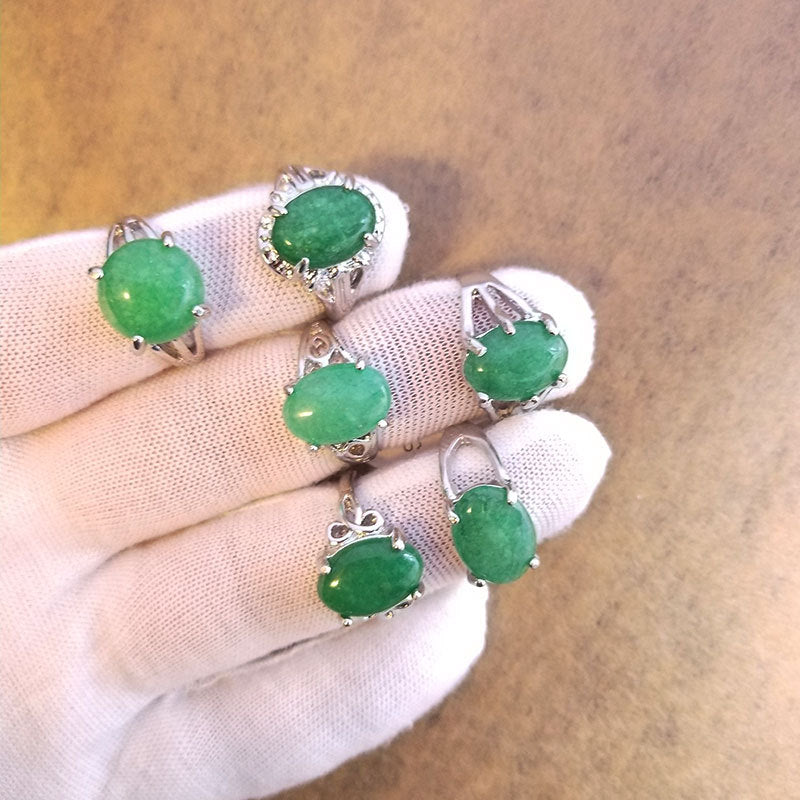 Semi-Precious Crystal Rings GEMROCKY-Jewelry-Green Jade-