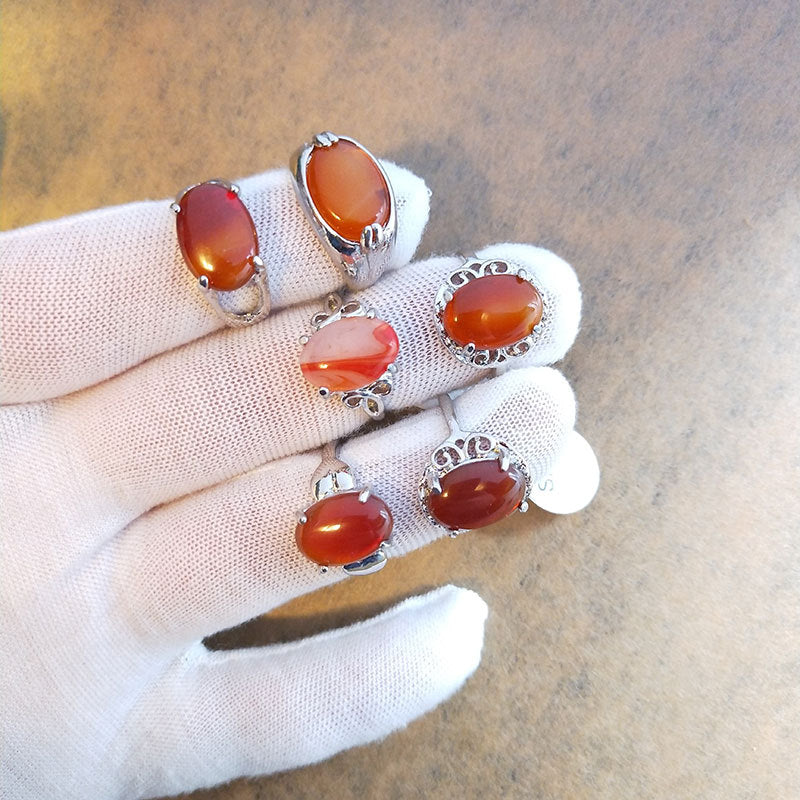 Semi-Precious Crystal Rings GEMROCKY-Jewelry-Red Agate-