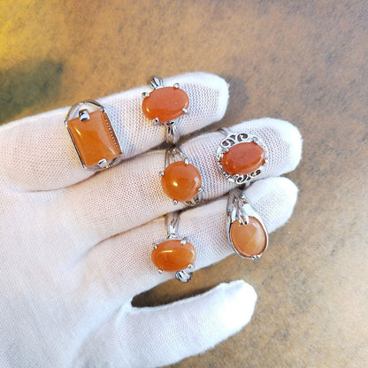 Semi-Precious Crystal Rings GEMROCKY-Jewelry-Red Aventurine-