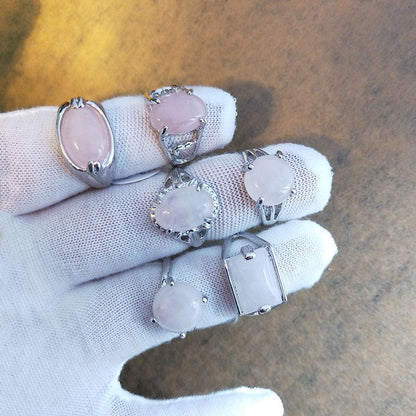 Semi-Precious Crystal Rings GEMROCKY-Jewelry-Rose Quartz-