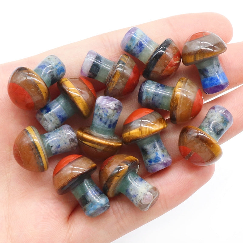 Seven Chakra 2cm Mushroom Mini Carvings GEMROCKY-Carvings-