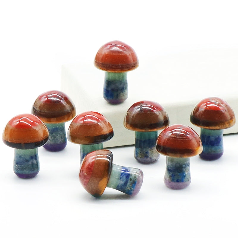 Seven Chakra 2cm Mushroom Mini Carvings GEMROCKY-Carvings-