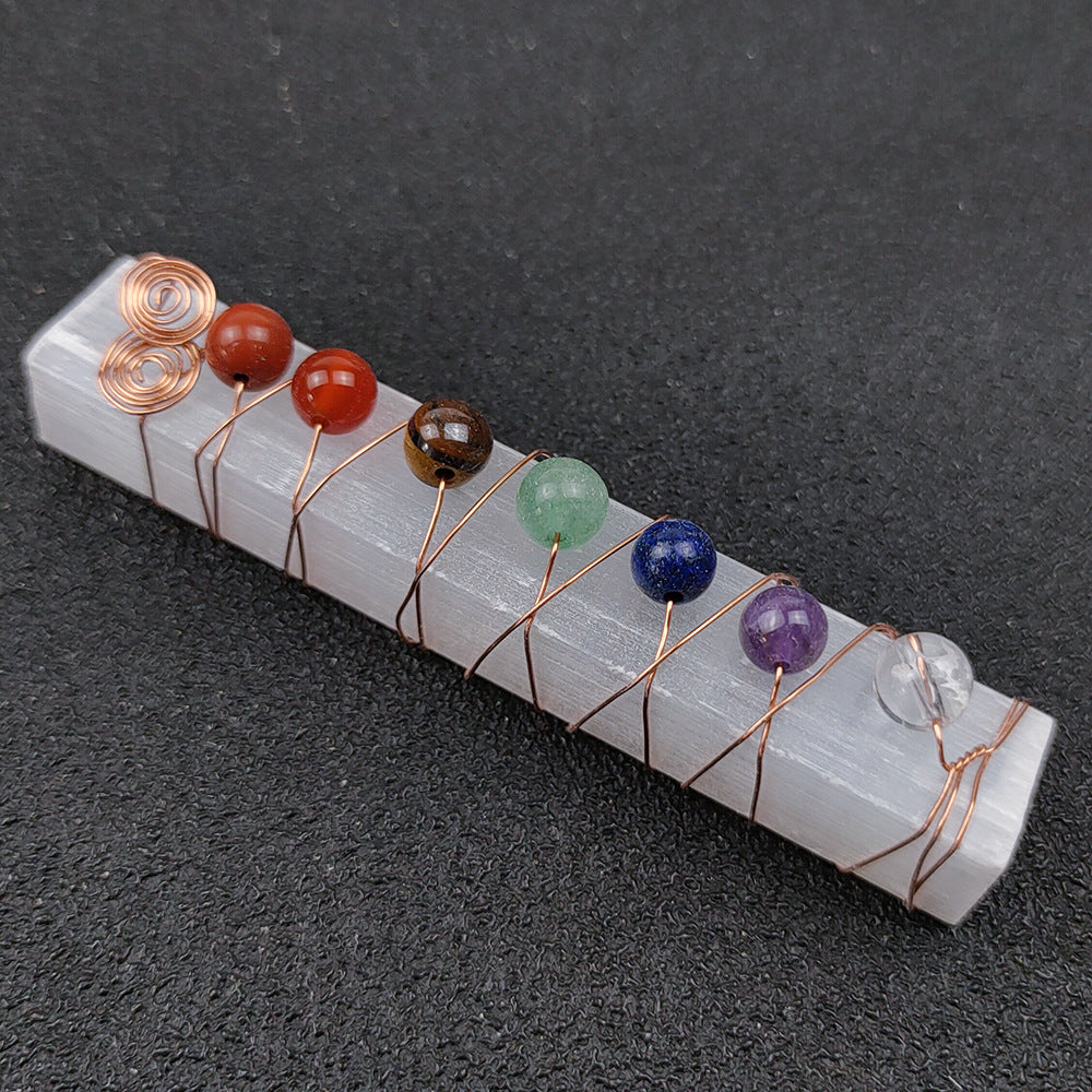 Seven Chakra Chips or Bead Selenite Sticks GEMROCKY-Decoration-7-9cm Bead-