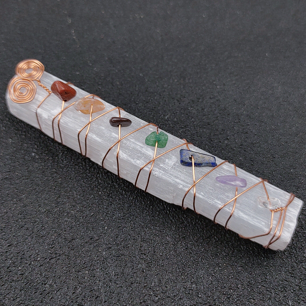 Seven Chakra Chips or Bead Selenite Sticks GEMROCKY-Decoration-7-9cm Chips-