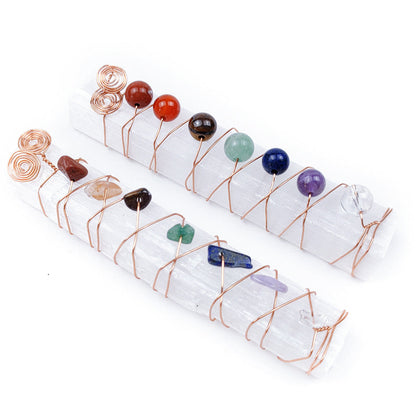 Seven Chakra Chips or Bead Selenite Sticks GEMROCKY-Decoration-