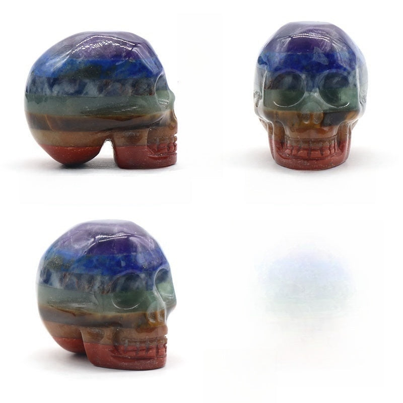 Seven Chakra Mini Crystal Multi Styles of Carvings GEMROCKY-Carvings-30mm Skull-