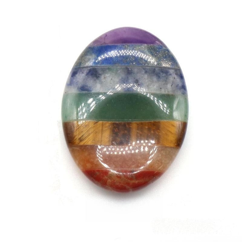 Seven Chakra Mini Crystal Multi Styles of Carvings GEMROCKY-Carvings-40mm Thumb Worry Stone-