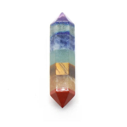 Seven Chakra Mini Crystal Multi Styles of Carvings GEMROCKY-Carvings-42mm Double Point Wands-