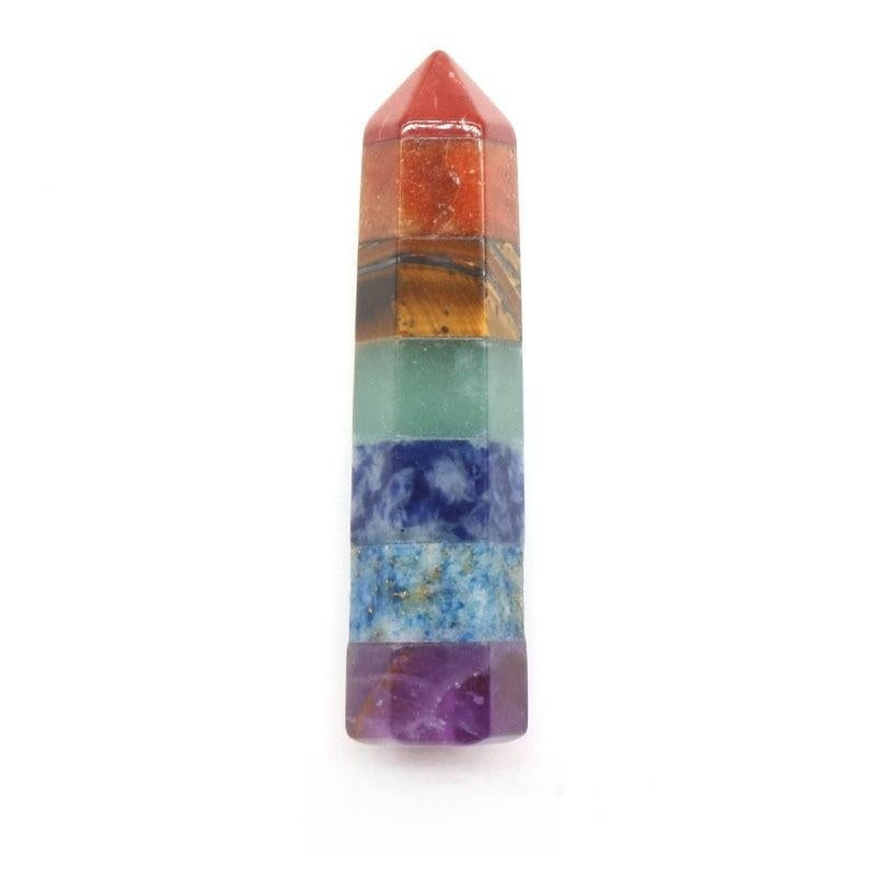 Seven Chakra Mini Crystal Multi Styles of Carvings GEMROCKY-Carvings-50mm Point Wand-