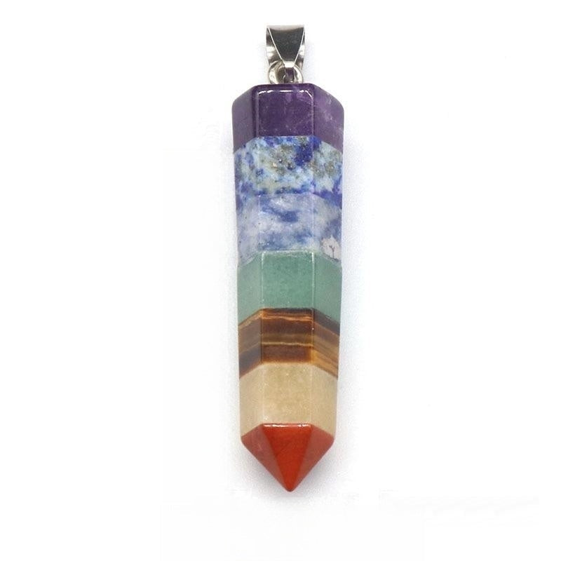 Seven Chakra Mini Crystal Multi Styles of Carvings GEMROCKY-Carvings-50mm Point Wand Pendant-