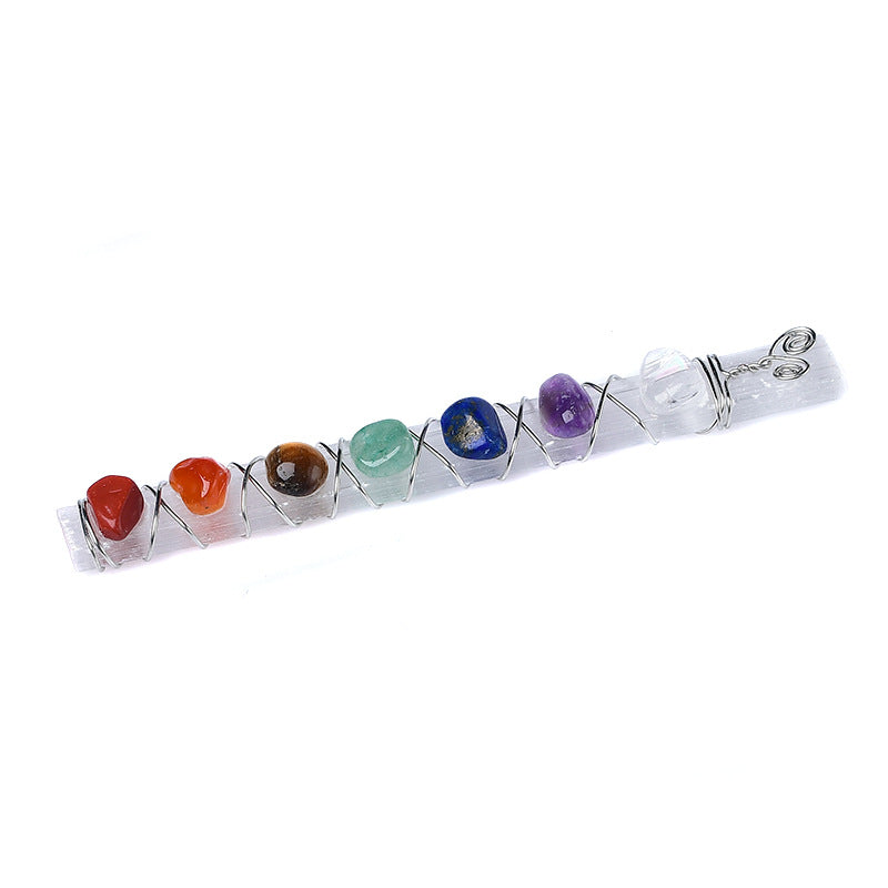 Seven Chakra Tumble Selenite Sticks GEMROCKY-Decoration-8-9cm-